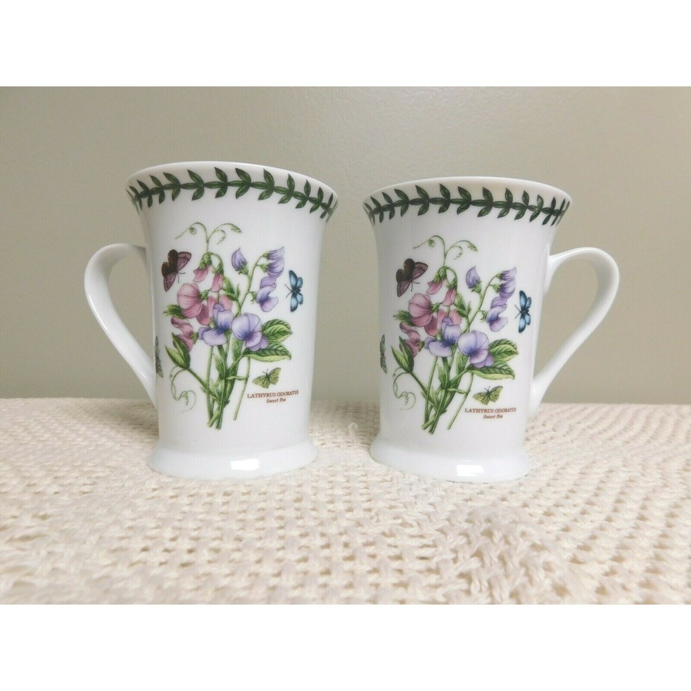 Lot of 2 Portmeirion Botanic Garden Cup Lathyrus Odoratus Sweet‎ Pea Pimpernel